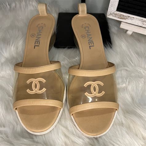 chanel pvc slides|chanel slides for sale.